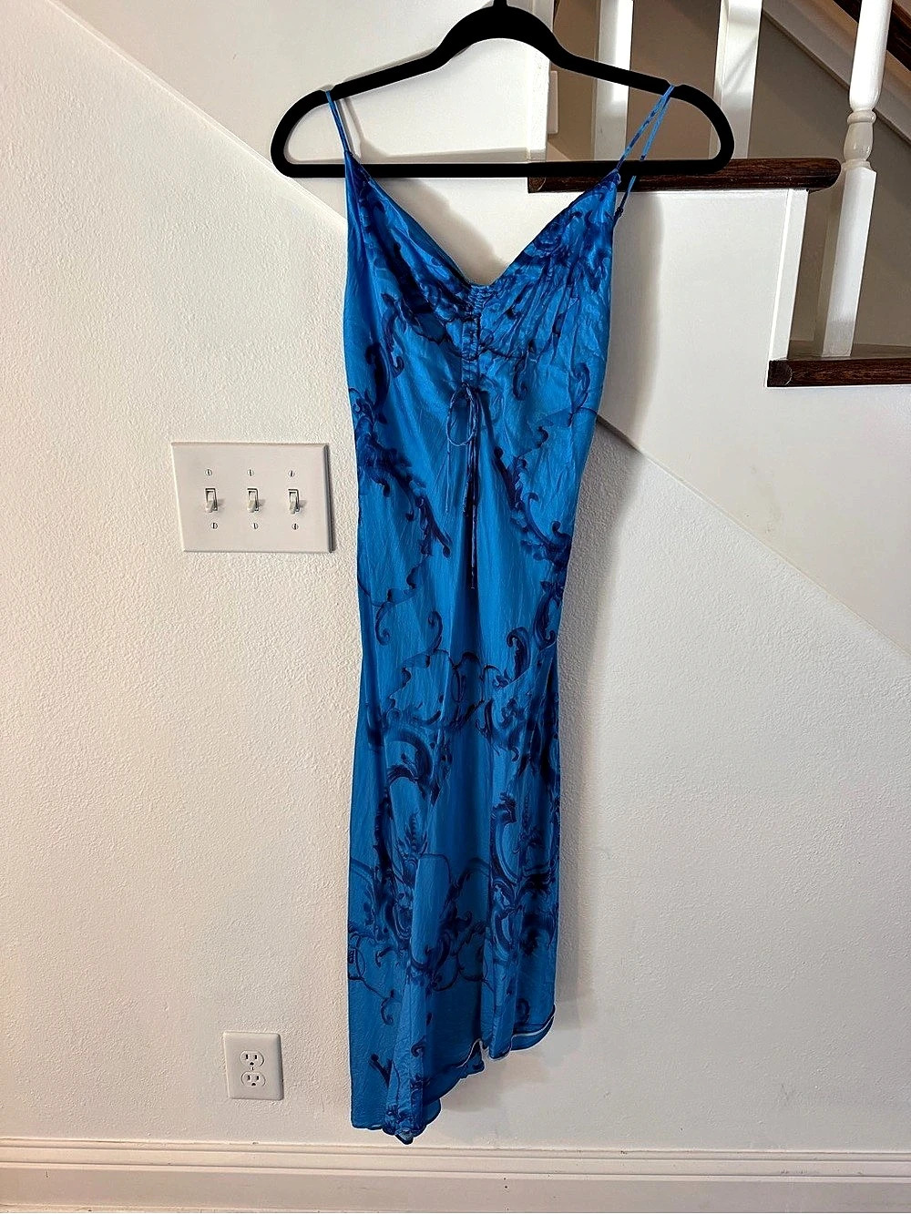 AllSaints Midi Slip Dress Blue Abstract Dress Size 4